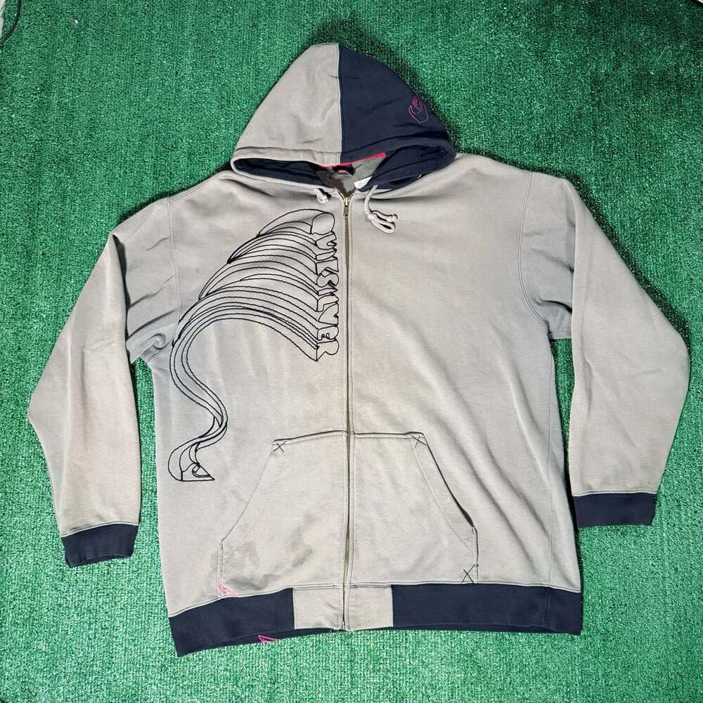 Y2K Quiksilver Zip Hoodie Size XL Grey Full Zip